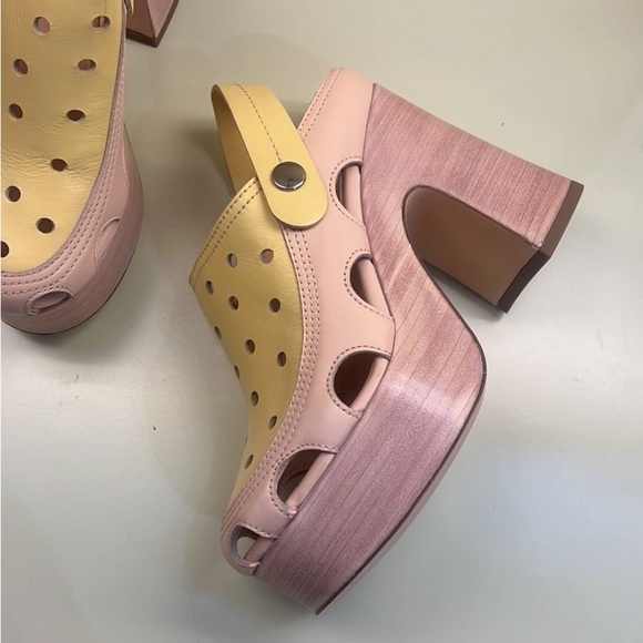 Agl MADE IN ITALY Yellow and Pink Mules with Chunky Platform - Picture 5 of 8